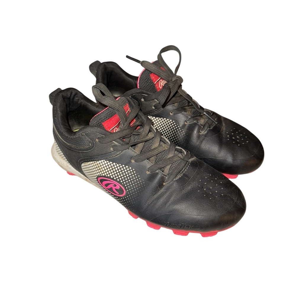 Rawlings Youth Soccer & Softball Cleats Shoes Sneakers size 4 Pink and Black